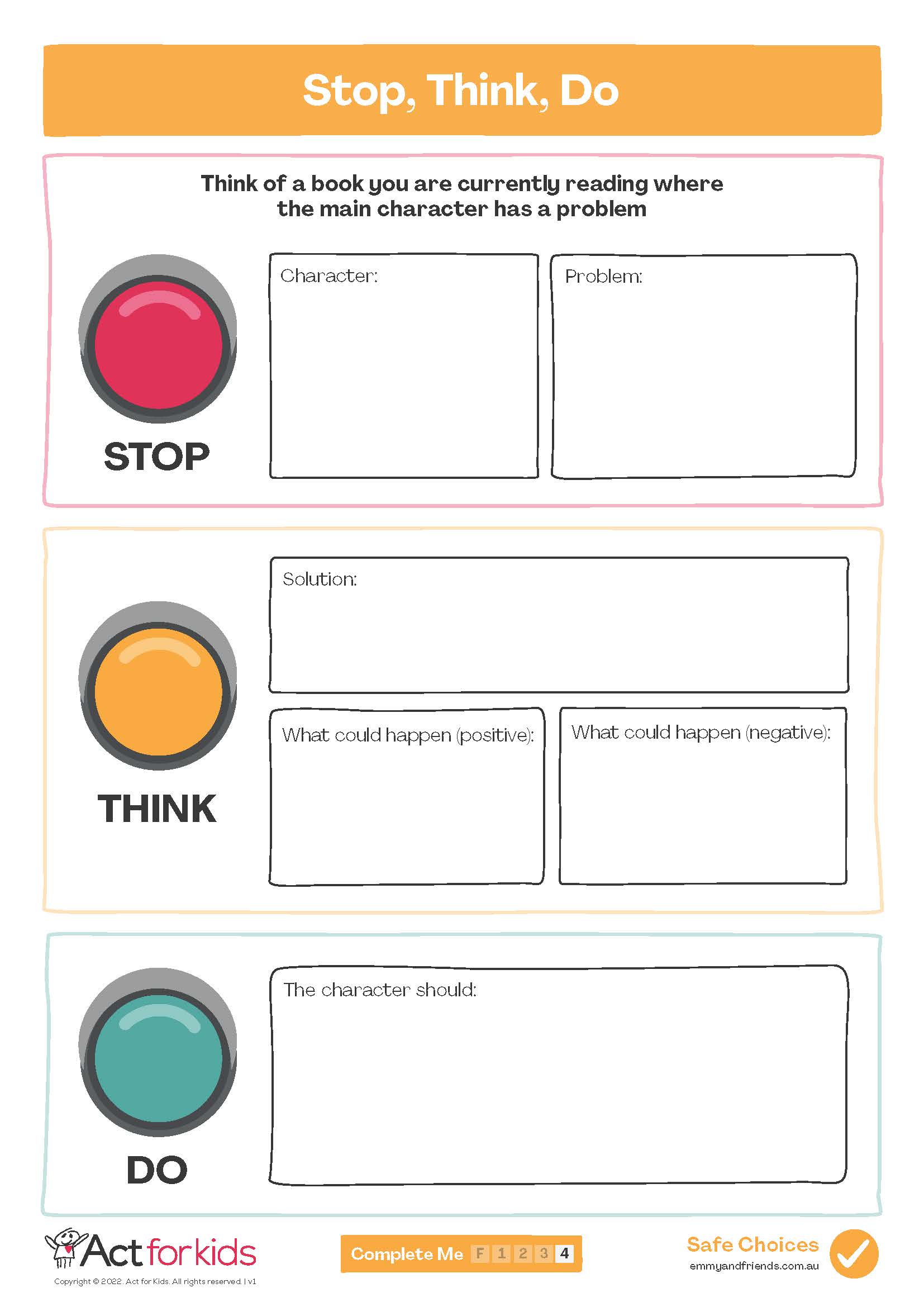 Stop, Think Do -Worksheet